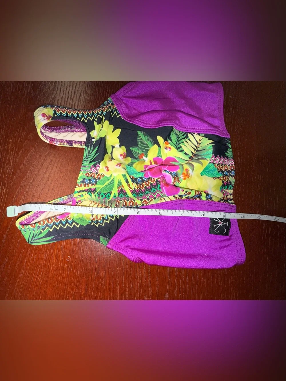 Kandi Kouture Floral Tropical Bra & Shorts Dance Set Size Child Medium (7/8)